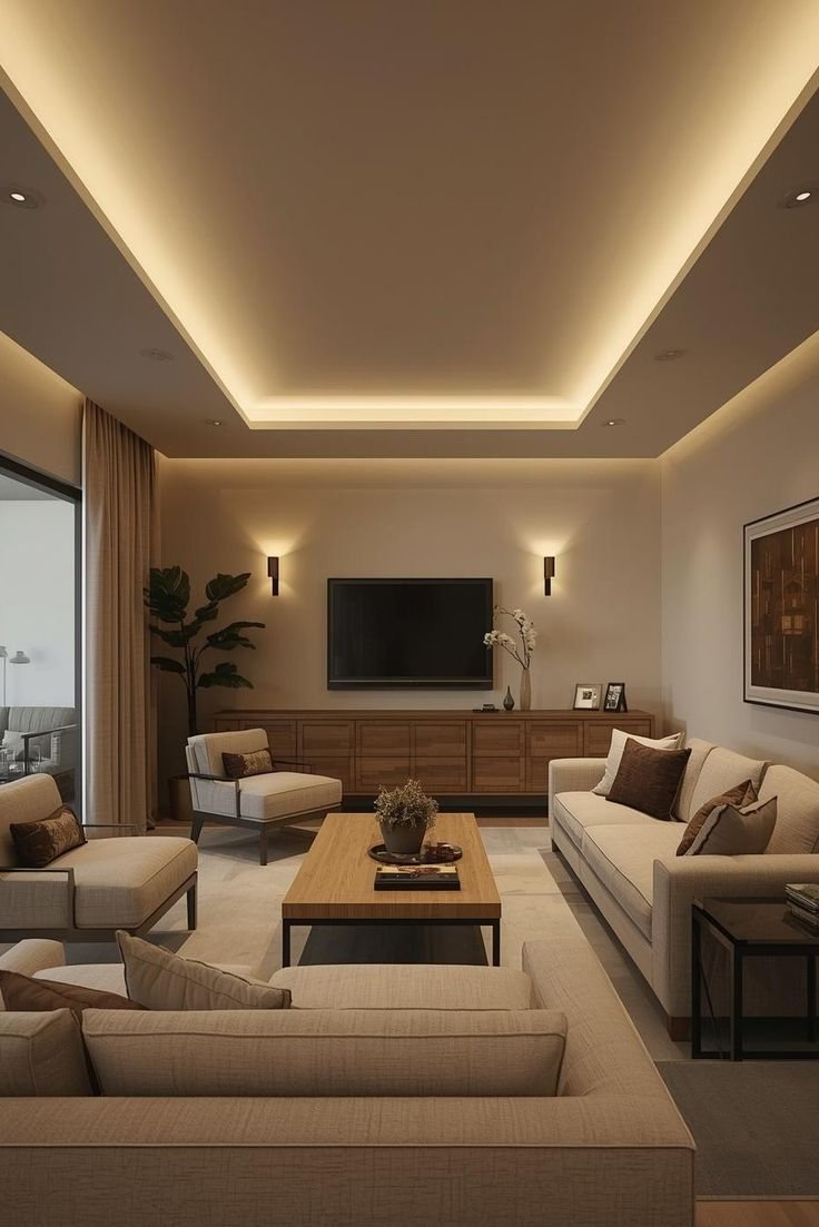 Living room with cove lighting style reference